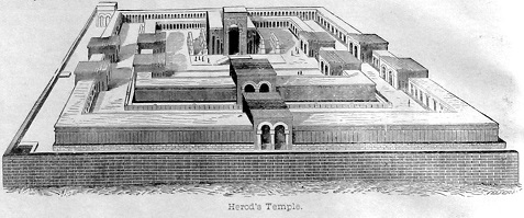 Drawing of Herod's Temple. Click to enlarge. See below for provenance.