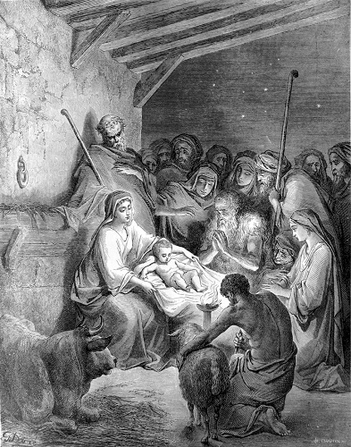 The Nativity, by Gustave Dor. Click to enlarge. See below for provenance.