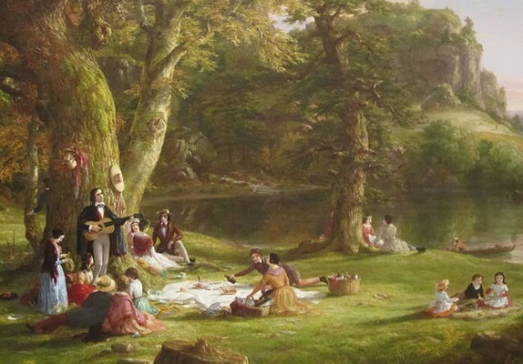 The Picnic, by Thomas Cole, 1846.  Click for full image.