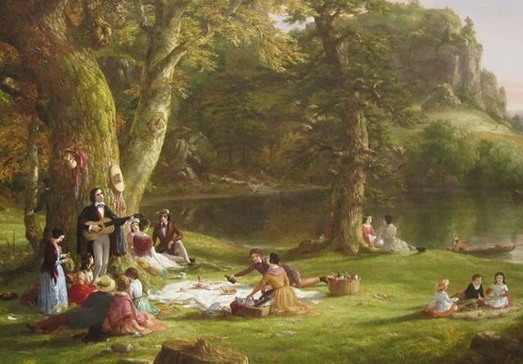 The Picnic, by Thomas Cole, 1846.� Click for full image.